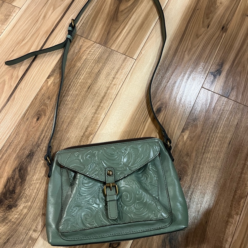 Patricia Nash Green Embossed Crossbody Bag